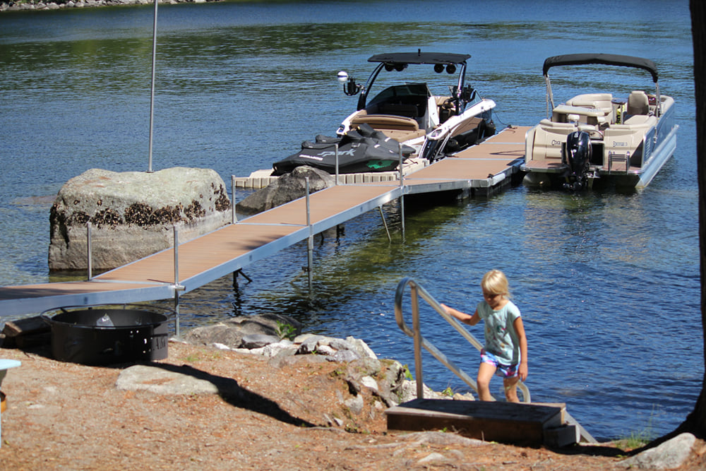 Image of dock by Great Northern Docs, available now from Deep Cove Marine Services in Eastport, Maine